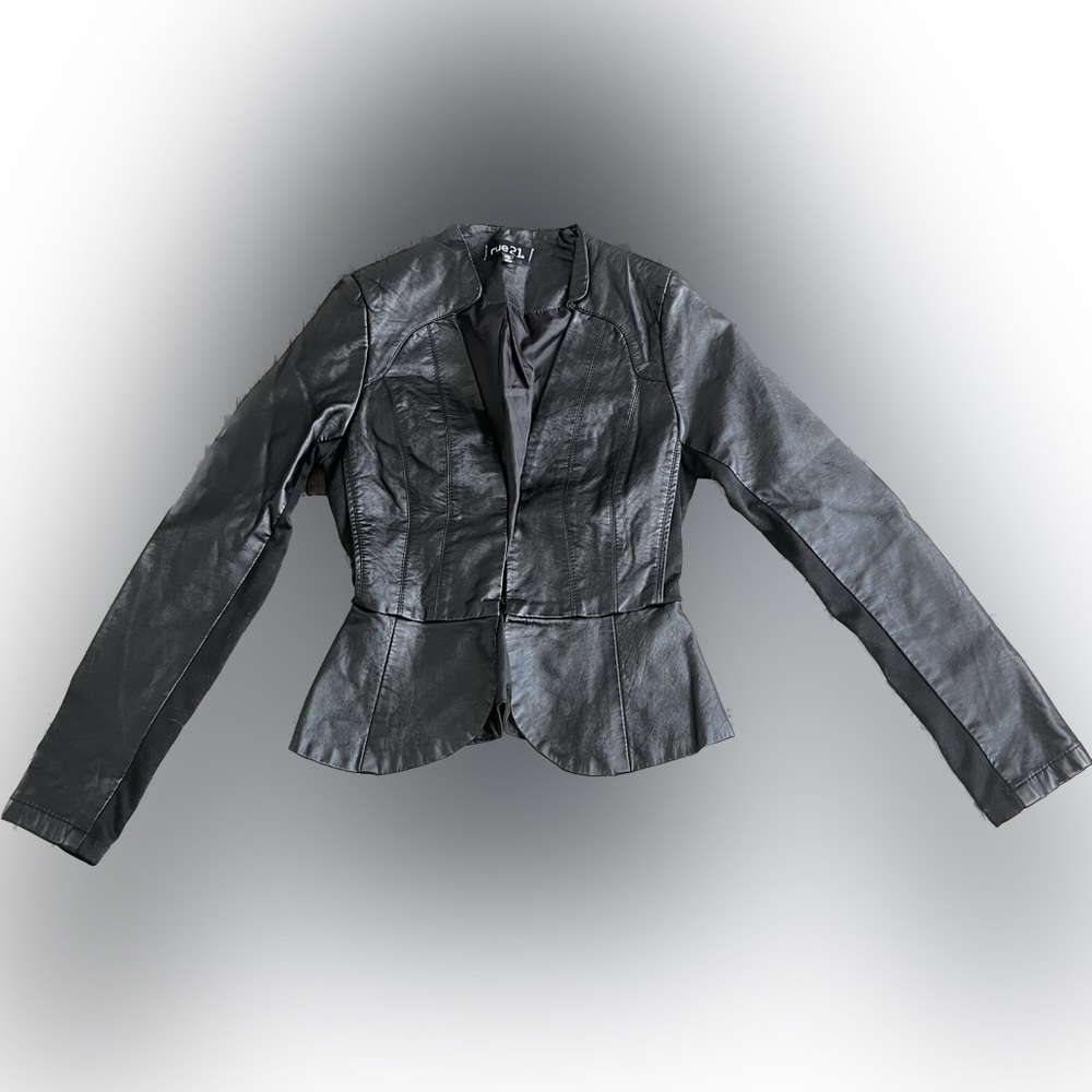 Faux Leather Peplum Jacket